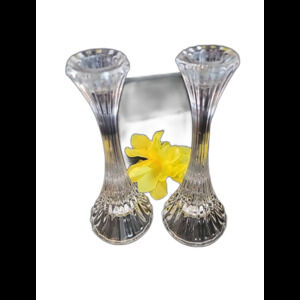 Pair of Mikasa Park Lane Lead Crystal Candle Holders 8" Clear Austrian
